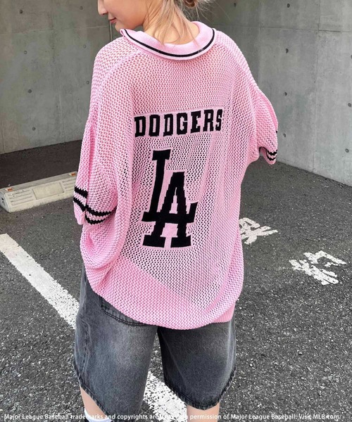 BACK TO THE FIELD（バック トゥー ザ フィールド）の「【MLB】バックロゴメッシュポロジャガードニット（ニット/セーター・レディース・ブラック/ホワイト/ピンク・FREE）」の17枚目の写真