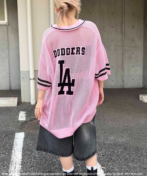 BACK TO THE FIELD（バック トゥー ザ フィールド）の「【MLB】バックロゴメッシュポロジャガードニット（ニット/セーター・レディース・ブラック/ホワイト/ピンク・FREE）」の13枚目の写真