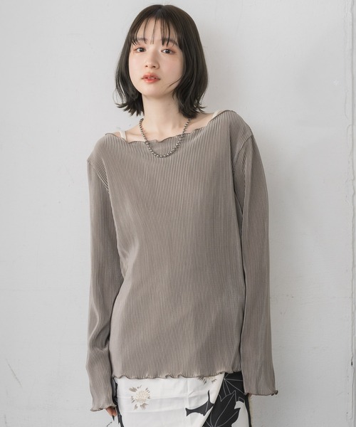 RETRO GIRL（レトロガール）の「シャイニープリーツPO（Tシャツ/カットソー・レディース・ナチュラル/ライトグレー/ブラック・FREE）」の10枚目の写真