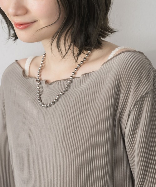 RETRO GIRL（レトロガール）の「シャイニープリーツPO（Tシャツ/カットソー・レディース・ナチュラル/ライトグレー/ブラック・FREE）」の12枚目の写真