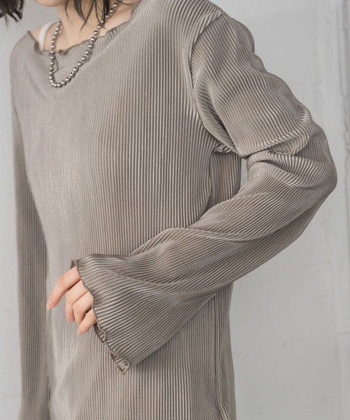 RETRO GIRL（レトロガール）の「シャイニープリーツPO（Tシャツ/カットソー・レディース・ナチュラル/ライトグレー/ブラック・FREE）」の13枚目の写真