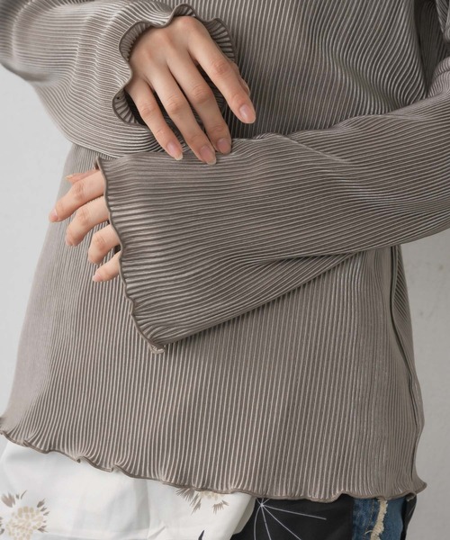 RETRO GIRL（レトロガール）の「シャイニープリーツPO（Tシャツ/カットソー・レディース・ナチュラル/ライトグレー/ブラック・FREE）」の14枚目の写真