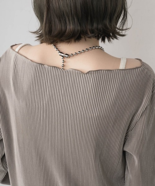 RETRO GIRL（レトロガール）の「シャイニープリーツPO（Tシャツ/カットソー・レディース・ナチュラル/ライトグレー/ブラック・FREE）」の15枚目の写真