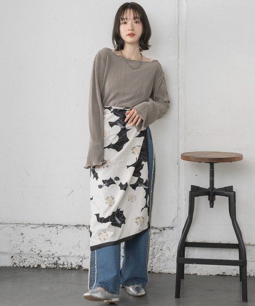 RETRO GIRL（レトロガール）の「シャイニープリーツPO（Tシャツ/カットソー・レディース・ナチュラル/ライトグレー/ブラック・FREE）」の19枚目の写真