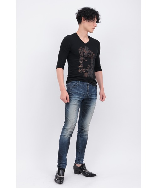 TORNADO MART（トルネードマート）の「3Dｳﾞｨﾝﾃｰｼﾞｽｷﾆｰﾃﾞﾆﾑ（デニムパンツ・メンズ・グレー/ネイビー・XXL/LL/M/S/L）」の4枚目の写真