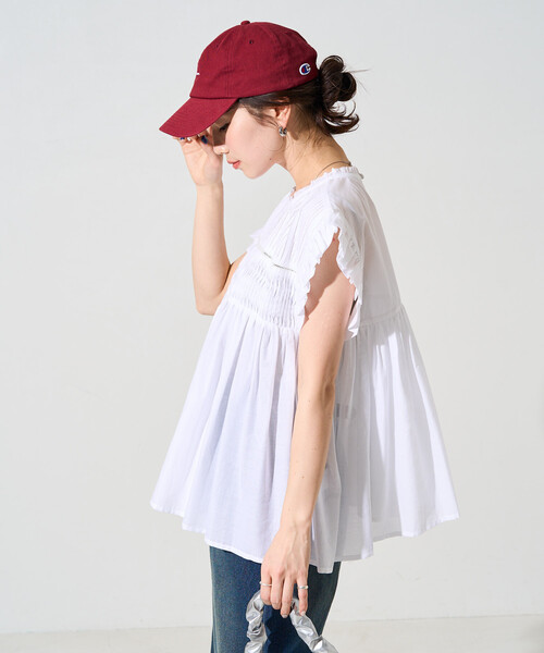 FREAK'S STORE（フリークスストア）の「限定展開　インド ボイル ピンタック ギャザー フリル ブラウス（シャツ/ブラウス・レディース・ブラック/ブラウン系その他/オフホワイト/レモンイエロー/ライトグレー/レッド/ネイビー・ﾌﾘ-）」の17枚目の写真