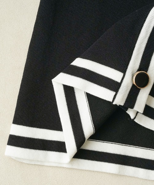 maison de LATIR（メゾンドラティール）の「パイピング使いが華やかさをUP！夏服ノーカラージャケット風UVカットカーデ（カーディガン/ボレロ・レディース・ブラック・ONESIZE）」の9枚目の写真