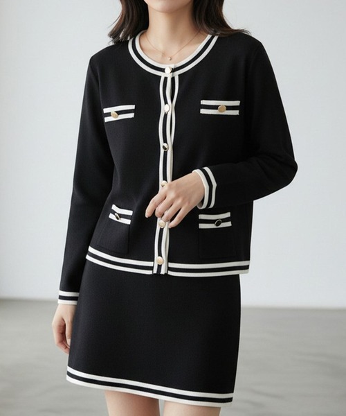 maison de LATIR（メゾンドラティール）の「パイピング使いが華やかさをUP！夏服ノーカラージャケット風UVカットカーデ（カーディガン/ボレロ・レディース・ブラック・ONESIZE）」の16枚目の写真