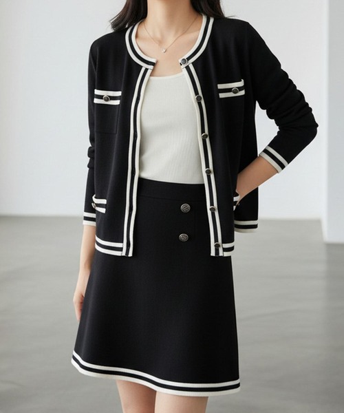 maison de LATIR（メゾンドラティール）の「パイピング使いが華やかさをUP！夏服ノーカラージャケット風UVカットカーデ（カーディガン/ボレロ・レディース・ブラック・ONESIZE）」の13枚目の写真