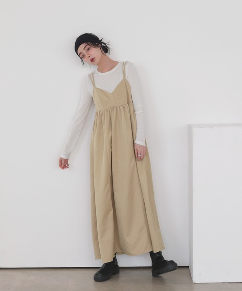 LIAN（リアン）の「ビスチェデザインキャミワンピース（ワンピース・レディース・ブラック/カーキ/ベージュ・FREE）」の3枚目の写真