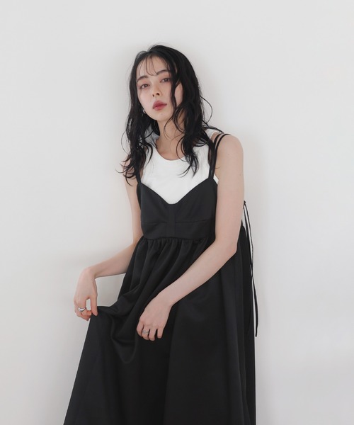 LIAN（リアン）の「ビスチェデザインキャミワンピース（ワンピース・レディース・ブラック/カーキ/ベージュ・FREE）」の4枚目の写真