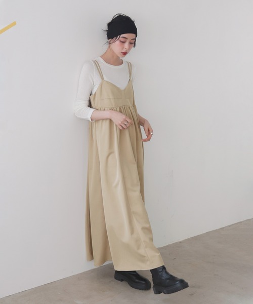 LIAN（リアン）の「ビスチェデザインキャミワンピース（ワンピース・レディース・ブラック/カーキ/ベージュ・FREE）」の11枚目の写真