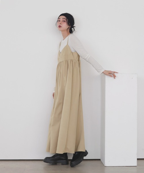 LIAN（リアン）の「ビスチェデザインキャミワンピース（ワンピース・レディース・ブラック/カーキ/ベージュ・FREE）」の12枚目の写真