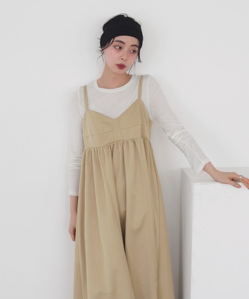 LIAN（リアン）の「ビスチェデザインキャミワンピース（ワンピース・レディース・ブラック/カーキ/ベージュ・FREE）」の14枚目の写真