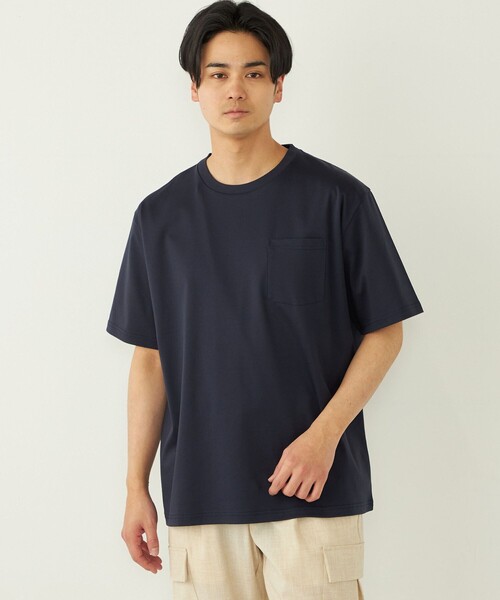 SHIPS Colors(シップス カラーズ)の「SHIPS Colors:〈接触冷感〉シルケット コットン クルーネック TEE◇(Tシャツ/カットソー・メンズ・ネイビー/ブラック/ライトホワイト/ブラウン/グレー・SMALL/MEDIUM/LARGE/X-LARGE)」の5枚目の写真