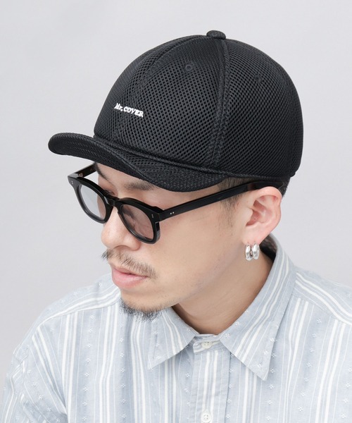 Mr.COVER（ミスターカバー）の「オールパフメッシュ アンパイアキャップ 接触冷感スベリ使用（キャップ・メンズ・ブラック・FREE）」の3枚目の写真