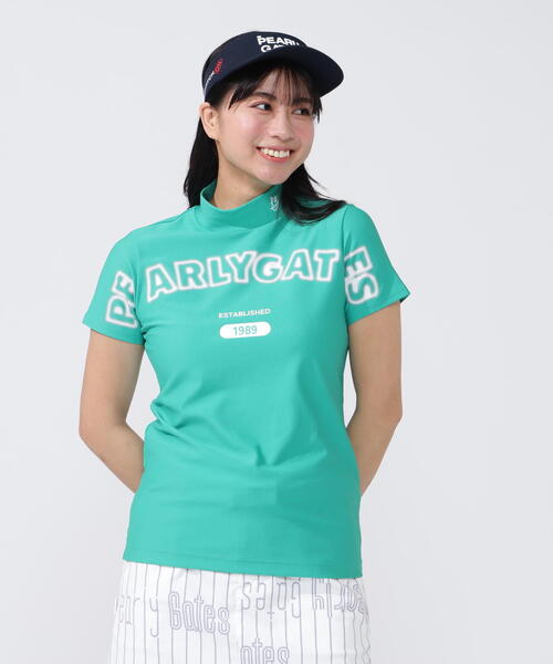 PEARLY GATES(パーリーゲイツ)の「【PEARLY GATES】4WAYリップル半袖ハイネックカットソー(Tシャツ/カットソー・レディース・ネイビー/ホワイト/グリーン・MEDIUM/LARGE)」の3枚目の写真