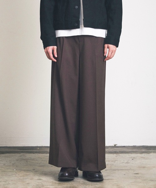 Magine（マージン）の「ワンタックワイドストレートスラックス（スラックス・メンズ・ネイビー/ダークブラウン/セージグリーン/ブラック/サンドグレー・マルチサイズ）」の14枚目の写真