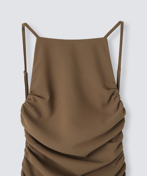 kinothekei バックオープンサイドギャザーワンピース　ネイビー KINO THE KEI（キノザケイ）の「バック オープン サイド