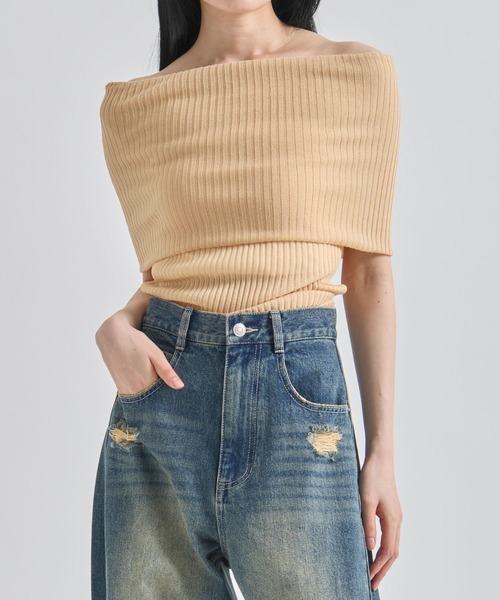 ZOZOTOWN限定》【Louren/ローレン】off shoulder knit tops/オフ