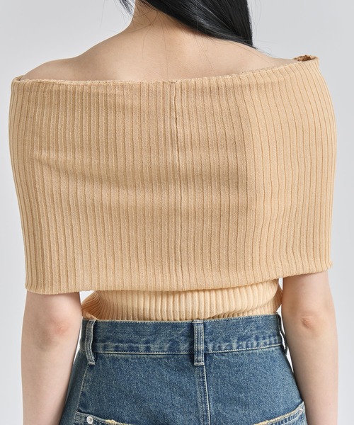 トップス Louren off shoulder knit tops BROWN ZOZOTOWN限定》【Louren/ローレン】off shoulder knit tops/オフ