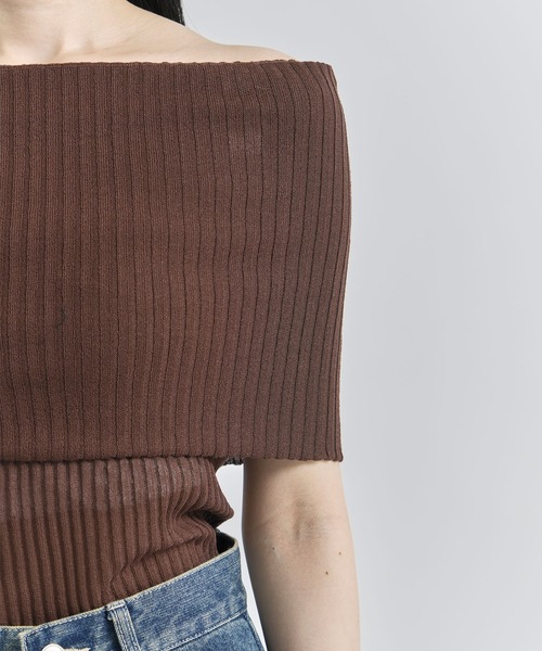 トップス Louren off shoulder knit tops BROWN ZOZOTOWN限定》【Louren/ローレン】off shoulder knit tops/オフ