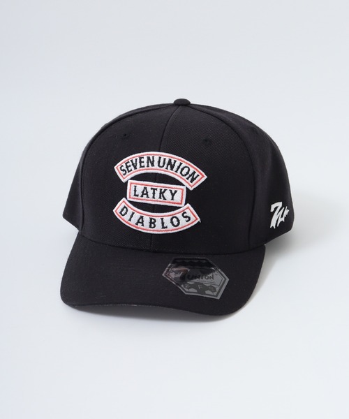 7Union(セブンユニオン)の「7UNION THE DIABLOS ボックスロゴサインローズ 6パネルキャップ(キャップ・メンズ・ブラック/ホワイト×ブラック・FREE)」の3枚目の写真