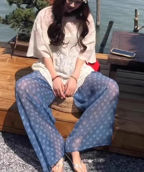 gossip!ロサンゼルス(ゴシップロサンゼルス)の「ゆるシルエット ラウンドネックフェミニンレーストップス(Tシャツ/カットソー・レディース・オフホワイト・M)」の7枚目の写真