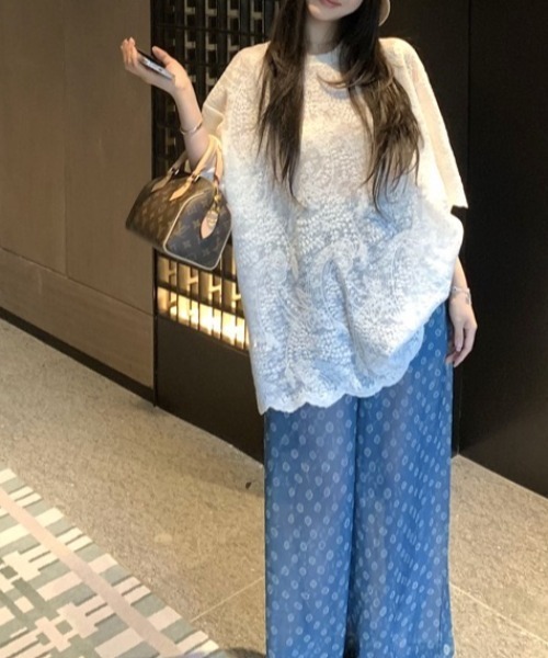 gossip!ロサンゼルス(ゴシップロサンゼルス)の「ゆるシルエット ラウンドネックフェミニンレーストップス(Tシャツ/カットソー・レディース・オフホワイト・M)」の21枚目の写真
