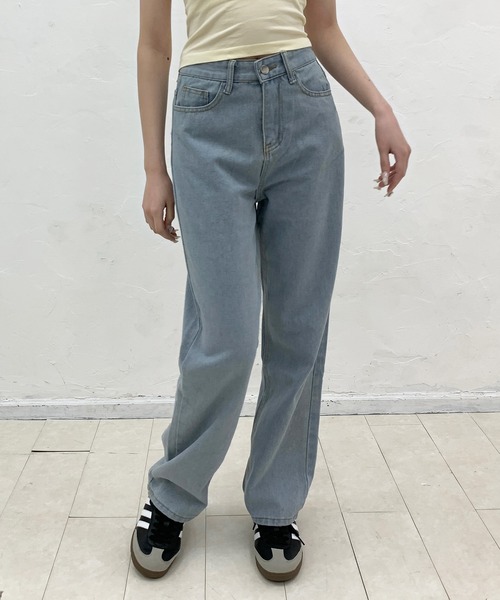 Teem Store(チームストア)の「セミワイドシンプルストレートデニムパンツ(デニムパンツ・レディース・チャコール/ブラック/ブルー/ライトブルー/ホワイト・S/L/M)」の17枚目の写真