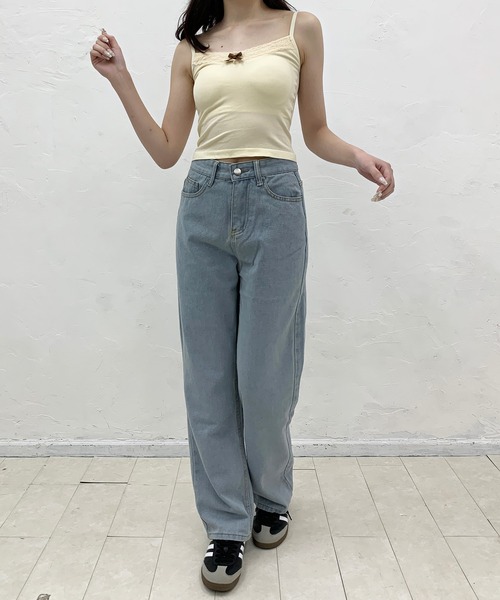Teem Store(チームストア)の「セミワイドシンプルストレートデニムパンツ(デニムパンツ・レディース・チャコール/ブラック/ブルー/ライトブルー/ホワイト・S/L/M)」の19枚目の写真