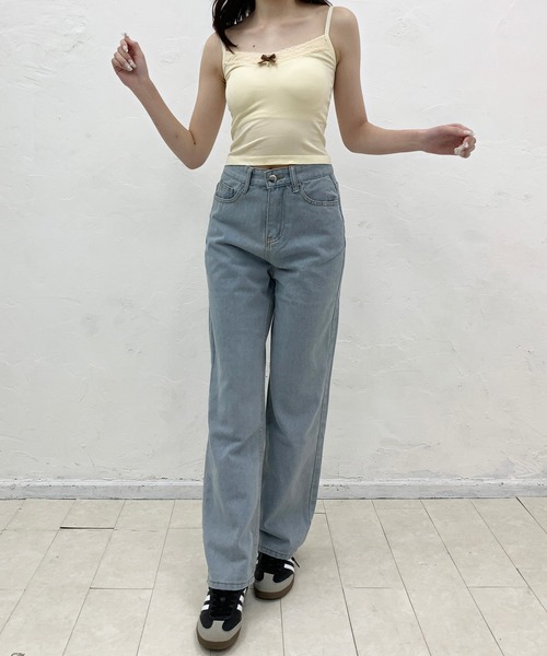 Teem Store(チームストア)の「セミワイドシンプルストレートデニムパンツ(デニムパンツ・レディース・チャコール/ブラック/ブルー/ライトブルー/ホワイト・S/L/M)」の20枚目の写真