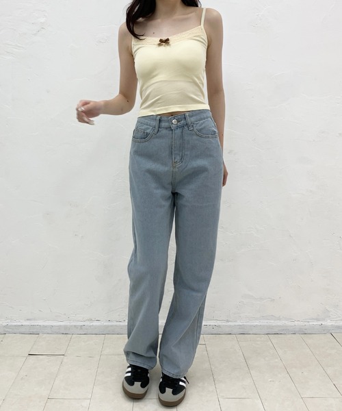 Teem Store(チームストア)の「セミワイドシンプルストレートデニムパンツ(デニムパンツ・レディース・チャコール/ブラック/ブルー/ライトブルー/ホワイト・S/L/M)」の22枚目の写真