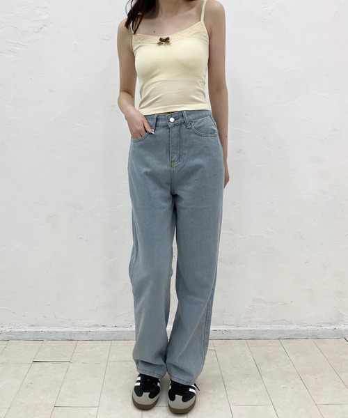 Teem Store(チームストア)の「セミワイドシンプルストレートデニムパンツ(デニムパンツ・レディース・チャコール/ブラック/ブルー/ライトブルー/ホワイト・S/L/M)」の21枚目の写真