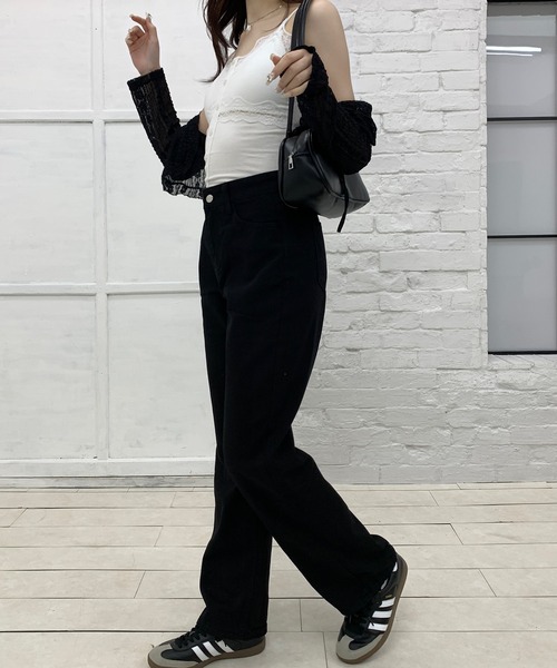 Teem Store(チームストア)の「セミワイドシンプルストレートデニムパンツ(デニムパンツ・レディース・チャコール/ブラック/ブルー/ライトブルー/ホワイト・S/L/M)」の12枚目の写真