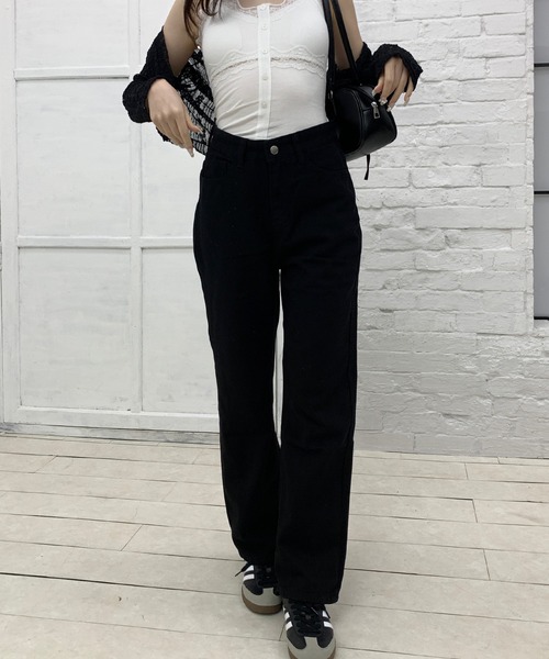 Teem Store(チームストア)の「セミワイドシンプルストレートデニムパンツ(デニムパンツ・レディース・チャコール/ブラック/ブルー/ライトブルー/ホワイト・S/L/M)」の15枚目の写真