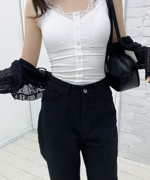 Teem Store(チームストア)の「セミワイドシンプルストレートデニムパンツ(デニムパンツ・レディース・チャコール/ブラック/ブルー/ライトブルー/ホワイト・S/L/M)」の16枚目の写真