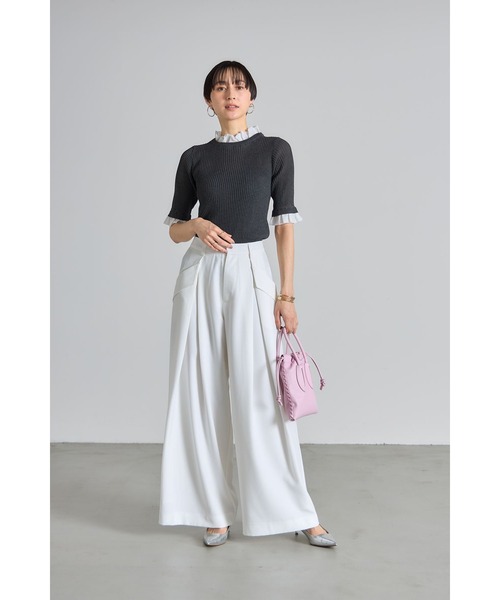 FASHIRU ポロ＋ワイドパンツ2点セット 新品タグ付き feepur パンツ タフタツータックワイドパンツ レディース