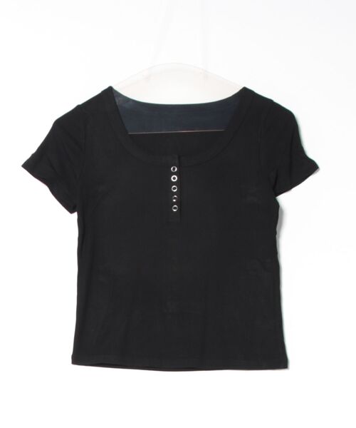 Coo+i(クーイ)の「半袖スリムカットソー(Tシャツ/カットソー・レディース・ブラック/ホワイト/チャコールグレー・FREE)」の9枚目の写真