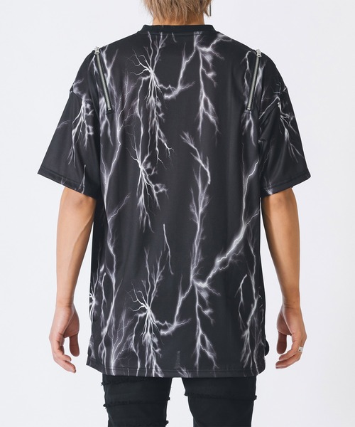REGIEVO（レジエボ）の「サンダープリントZIP付きビッグシルエットTシャツ（Tシャツ/カットソー・メンズ・パープル/ブラック・MEDIUM/LARGE）」の7枚目の写真