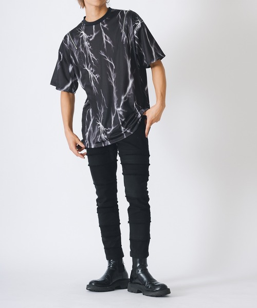 REGIEVO（レジエボ）の「サンダープリントZIP付きビッグシルエットTシャツ（Tシャツ/カットソー・メンズ・パープル/ブラック・MEDIUM/LARGE）」の11枚目の写真