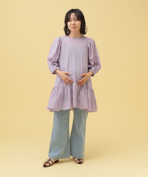 まるゆ出品 セール】【産前・産後対応】マタニティ/ティアードブラウス