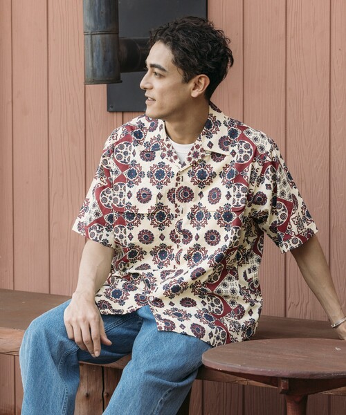 FREAK'S STORE（フリークスストア）の「FREAK’S STORE/フリークスストア インド製 リラックスフィット バティック柄プリント オープンカラーシャツ ショートスリーブ 小紋柄（シャツ/ブラウス・メンズ・オフホワイト/ネイビー/ブラウン・MEDIUM/LARGE）」の16枚目の写真