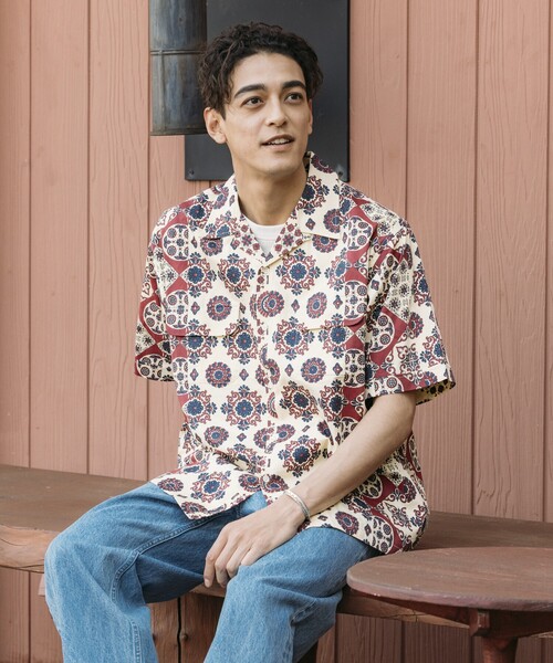 FREAK'S STORE（フリークスストア）の「FREAK’S STORE/フリークスストア インド製 リラックスフィット バティック柄プリント オープンカラーシャツ ショートスリーブ 小紋柄（シャツ/ブラウス・メンズ・オフホワイト/ネイビー/ブラウン・MEDIUM/LARGE）」の20枚目の写真