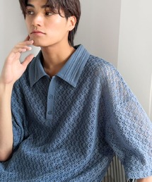 Classical Origin（クラシカルオリジン）の「「透け感、モードの余韻。」衿ダブルライン使いレース柄ニットポロシャツ/Lace Detail Knit Polo Shirt（ポロシャツ）」
