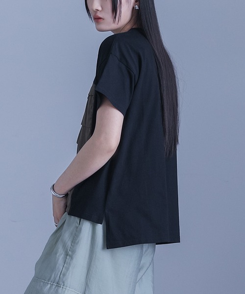 kOhAKU（コハク）の「異素材ランダムタックカットソー（Tシャツ/カットソー・レディース・ブラック/グレー・1/2）」の14枚目の写真