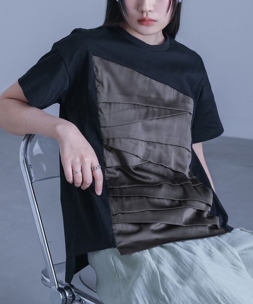 セール】『異素材ランダムタックカットソー』（Tシャツ