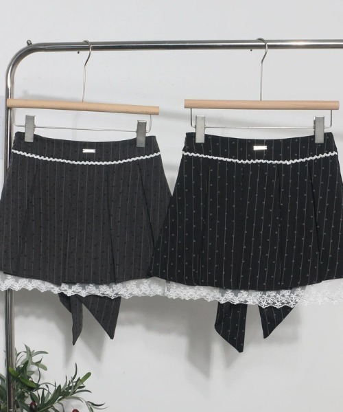 Jasmine】バックリボンプリーツミニスカート（スカート）｜Jasmine