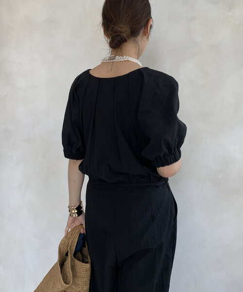 DouDou（ドゥドゥ）の「【WEB限定】袖ギャザーオールインワン（つなぎ