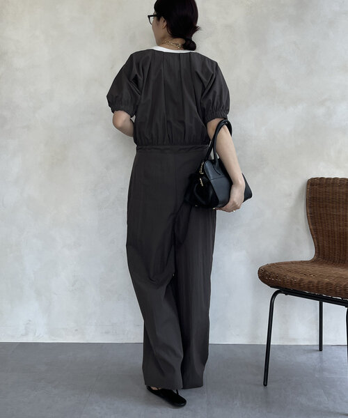 DouDou（ドゥドゥ）の「【WEB限定】袖ギャザーオールインワン（つなぎ